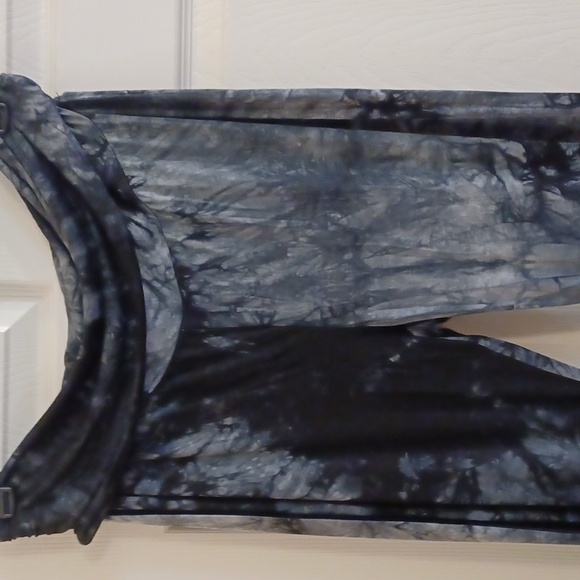 DOLLSKILL 2X CURRENT MOOD TYE DYED FOLD OVER LONG BELL BOTTOM PULL ON PANTS BLUE - Picture 9 of 11